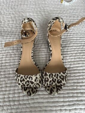 J.Crew Leopard Wedge Ankle Strap Sandals Size 6.5